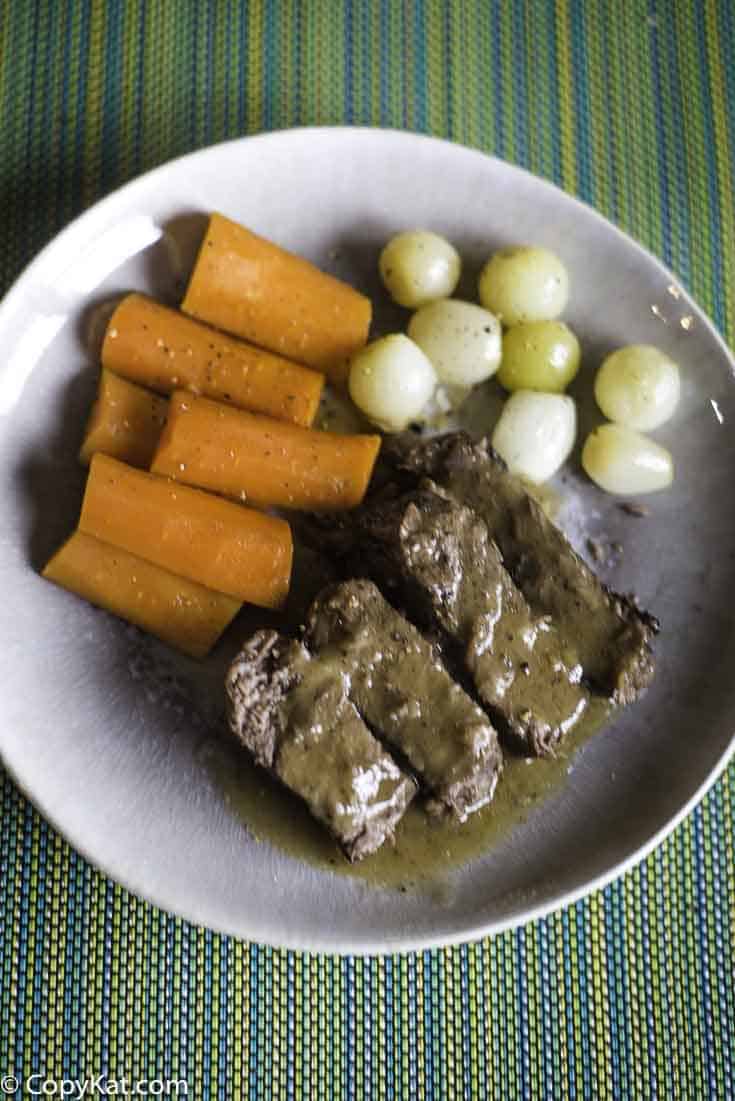 Yankee Pot Roast and Vegetables on a plate. 