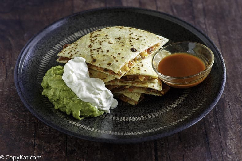 homemade applebees quesadilla on a plate