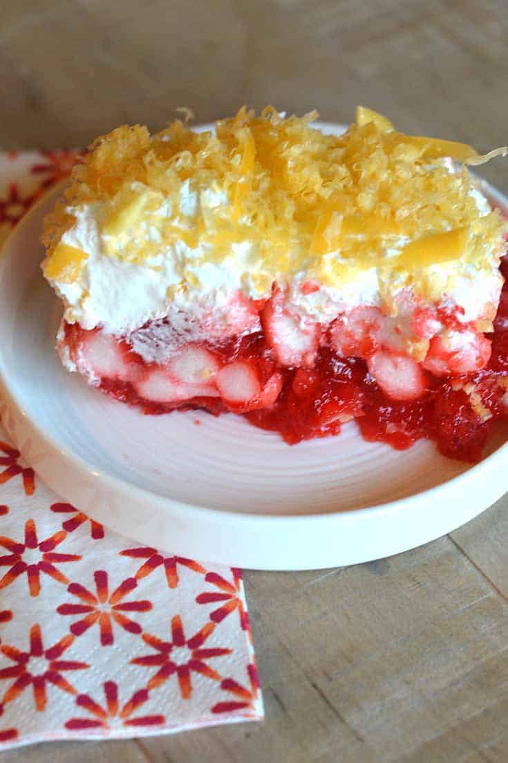 Cherry Jello Salad with Cheddar Cheese