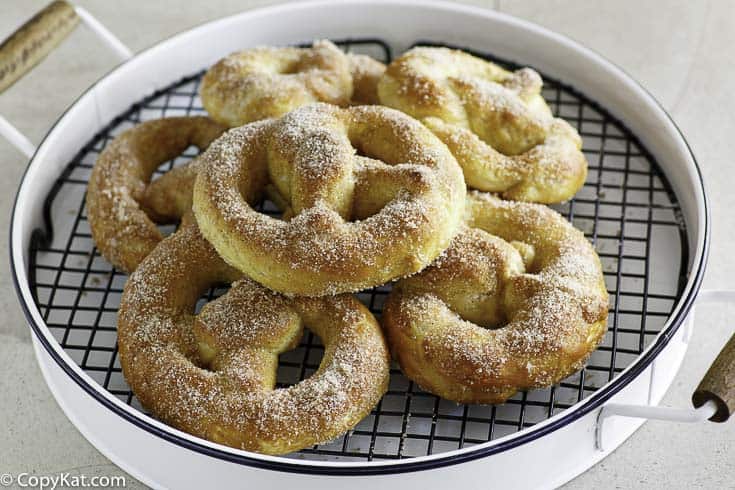 A plate of freshly baked homemade soft pretzels