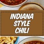 two bowls of chili with cheese chips and more