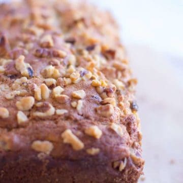 A loaf of homemade Starbucks Banana Nut Bread