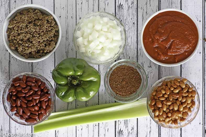 Ingredients for homemade Wendy's Chili.