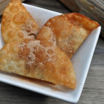 nutella wontons on a plate.