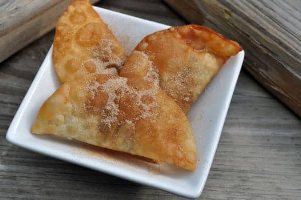 nutella wontons on a plate.