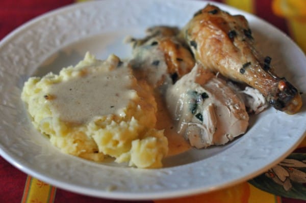 baked chicken being served