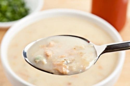 spoonful of clam chowder