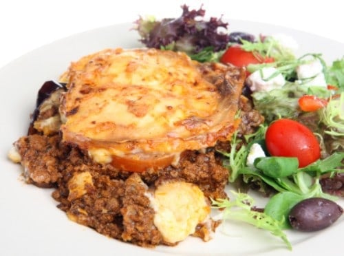 Moussaka don’t miss out on this greek classic, if you have never tried this before, think of a lasnaga that is made out of eggplant.