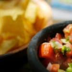 bowl of salsa and tortilla chips