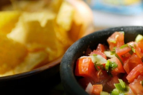 bowl of salsa and tortilla chips