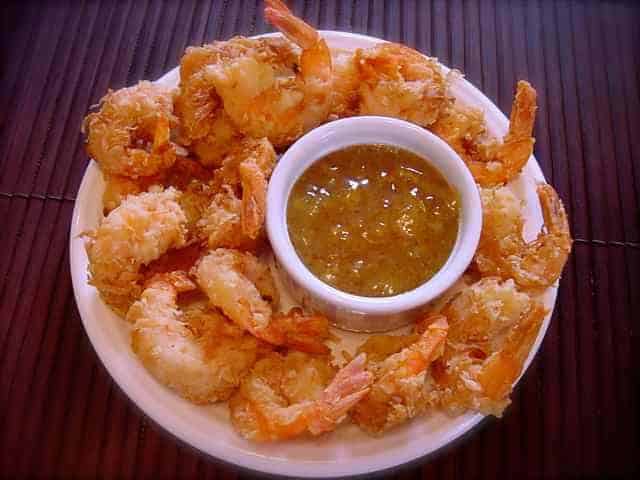coconut shrimp and dipping sauce