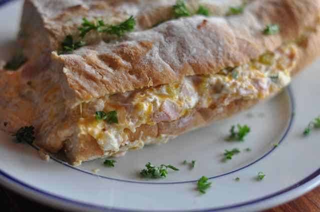 Mississippi Sin bread stuffed with cheese, cream cheese, ham and more.