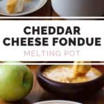 cheddar cheese fondue with green apples