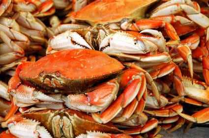 fresh crabs in stacks