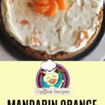 mandarin orange cheesecake on a white platter