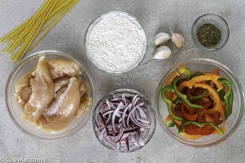 Ingredients for the Olive Garden Chicken Scampi.