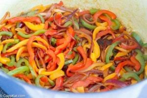 sauteed peppers for the Olive Garden Chicken Scampi.