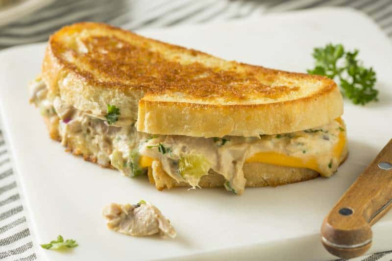 Grilled tuna salad and cheese sandwich