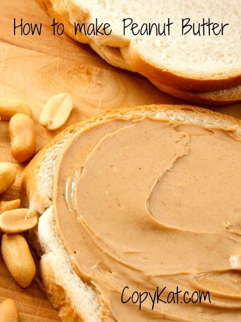 homemade peanut butter on a slice of bread