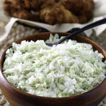 homemade coleslaw made with green cabbage