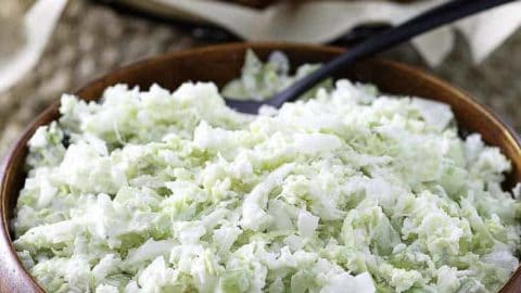 homemade coleslaw made with green cabbage