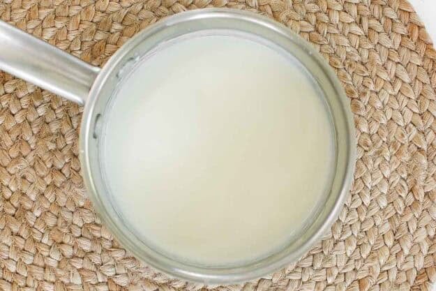 White sauce made for a casserole in a pan.