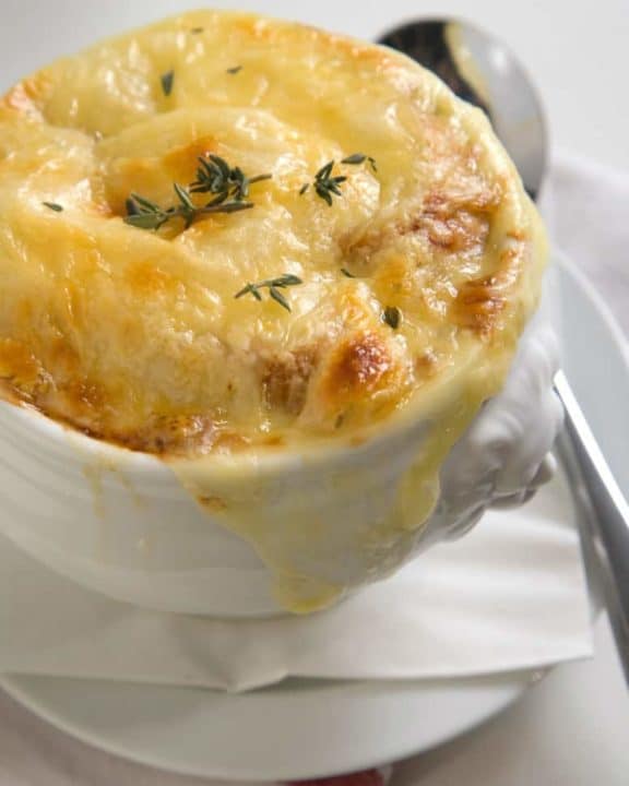 Prepare this homemade french onion soup from CopyKat.com