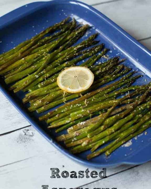 Oven Roasted Asparagus in a baking dish