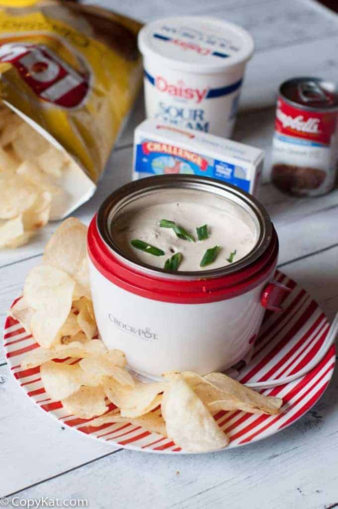 You can prepare this hot French Onion Dip from CopyKat.com, this has just three ingredients.