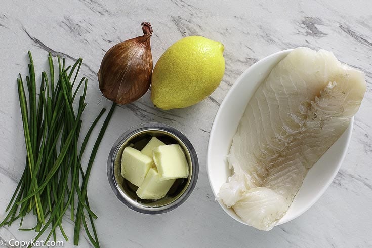 white fish, chives, butter, lemon juice and monk fish