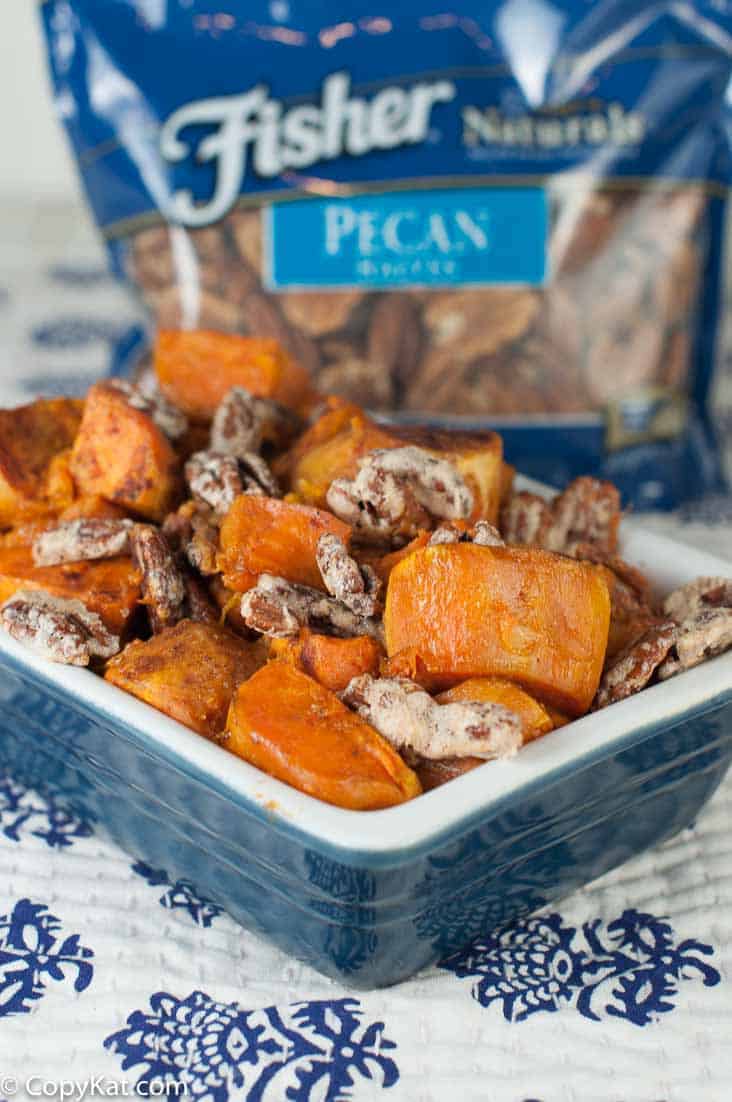 Roasted Sweet Potatoes with Candied Pecans is a lighter take on Sweet Potato Casserole.