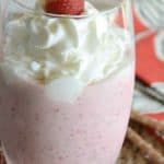 Homemade Starbucks Strawberry and Creme Frappe in a glass