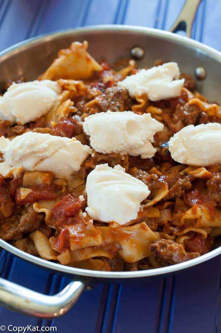 Skillet Lasagna with ricotta cheese