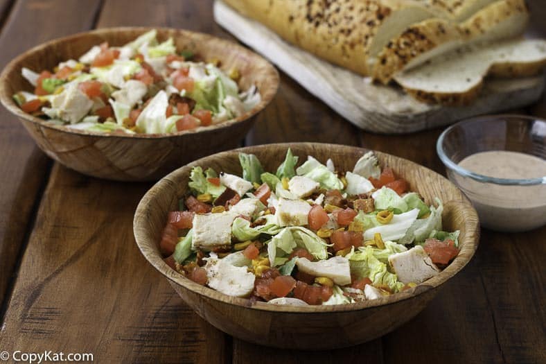 Two bowls of homemade Wendys BBQ Chicken Salad