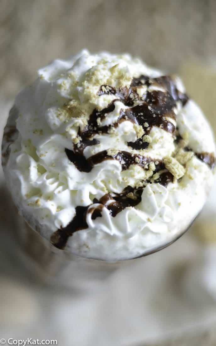 The top of a homemade Starbucks Smore's Frappuccino