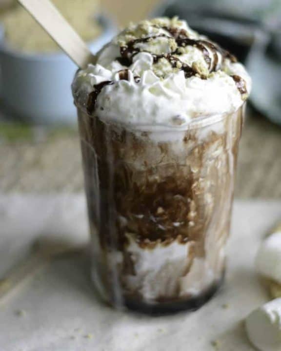 Homemade Starbucks S'mores Frappuccino in a glass