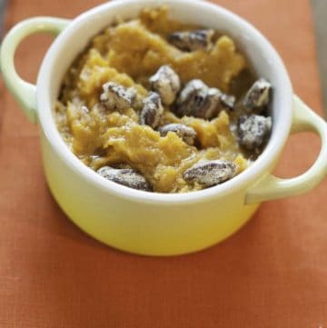 Homemade Red Lobster Whipped Sweet Potatoes with Honey Roasted Pecans in a bowl