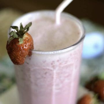 Homemade strawberry julius smoothie in a glass