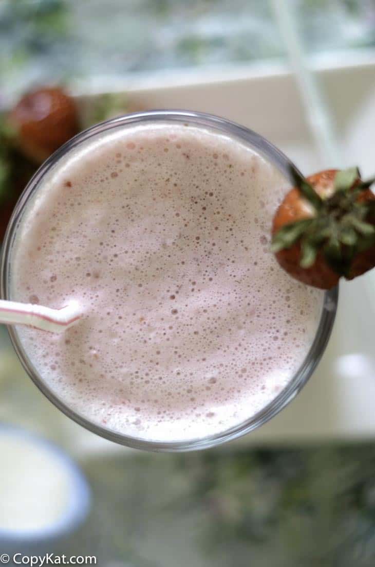 top view of a homemade strawberry julius