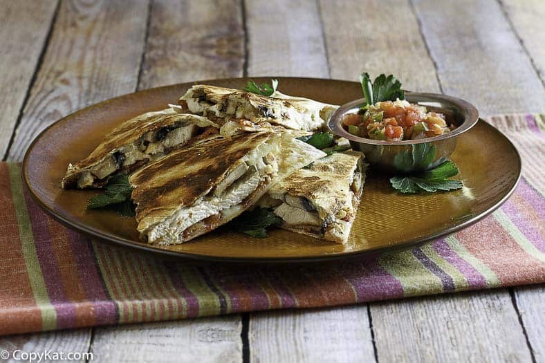 Homemade Outback Steakhouse Alice Springs Quesadilla on a plate. 