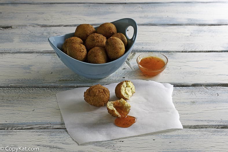 A bowl of homemade Captain Ds hush puppies