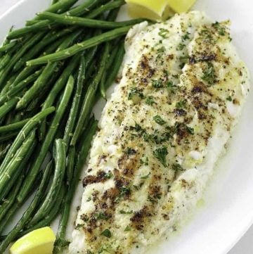 baked white fish on a plate
