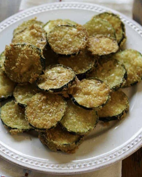 Fried Zucchini Chips on a plate