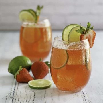 Two glasses of homemade Sonic Strawberry Limeade