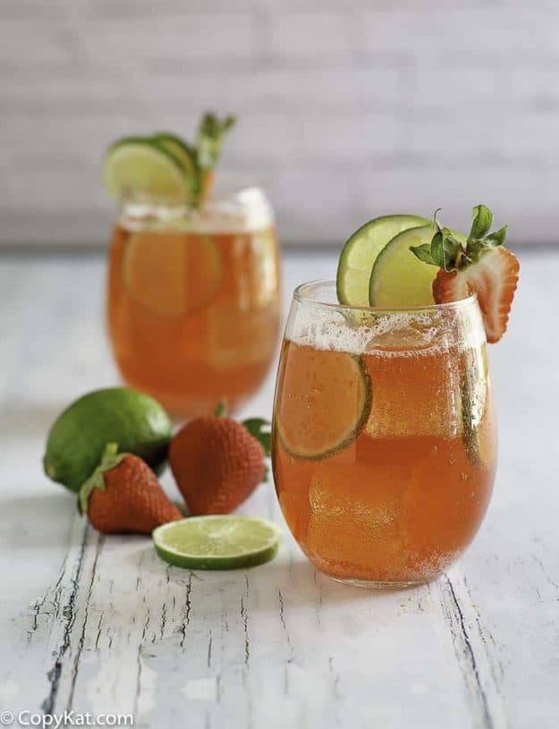 Two glasses of homemade Sonic Strawberry Limeade