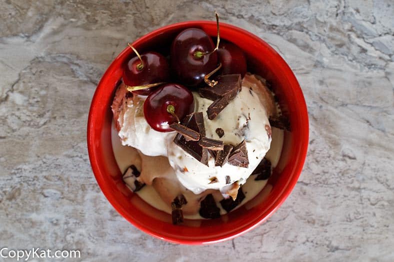 a bowl of cherry garcia ice cream