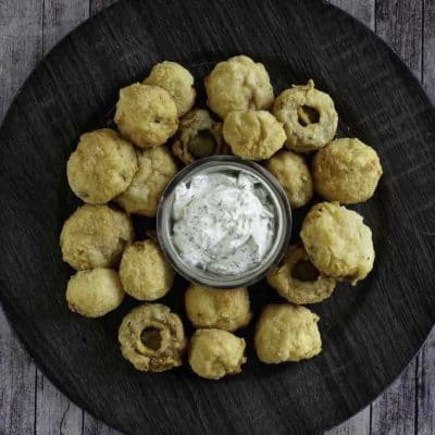 A plate of fried mushrooms