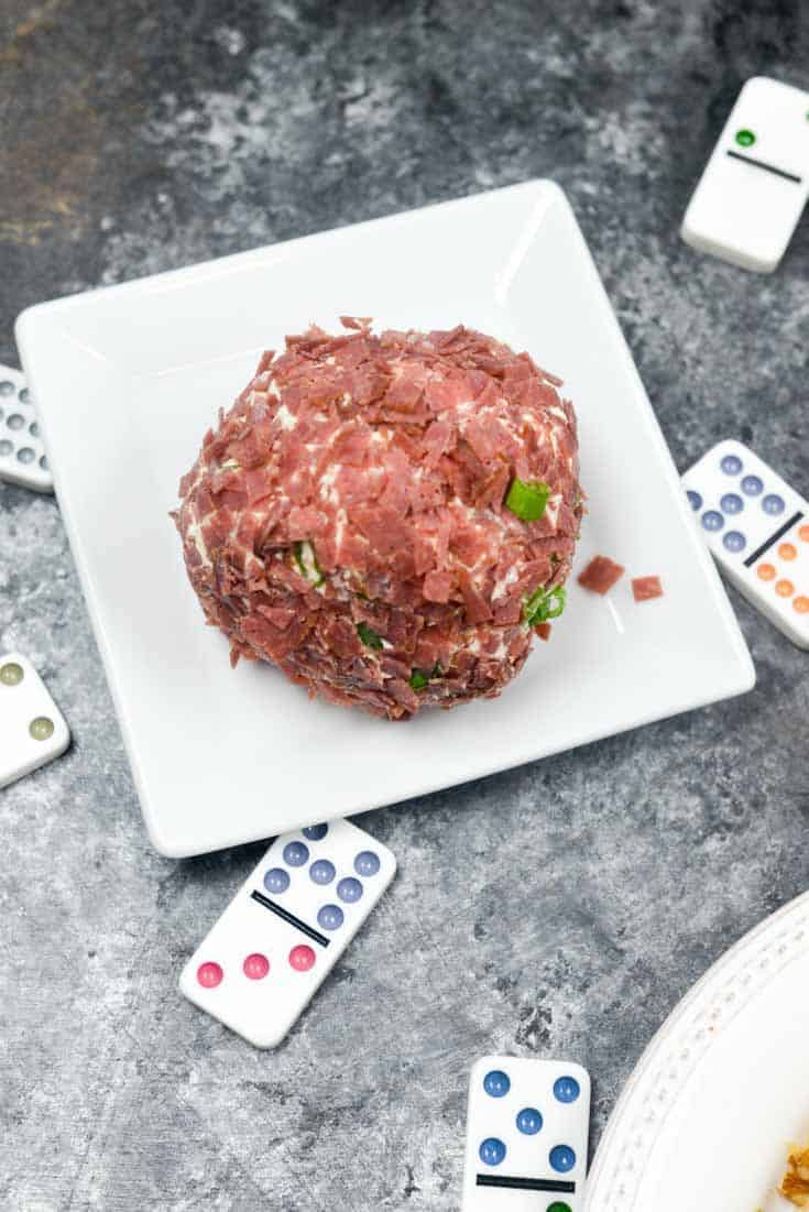 Dired beef makes this cheeseball taste amazing.   Cheese balls are so easy to make from scratch. 
