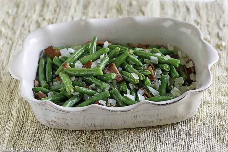 Homemade Cracker Barrel Green Beans with bacon and onion