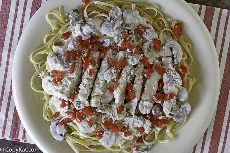 A plate of Gorgonzola Chicken with pasta